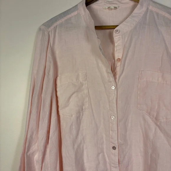 Eileen Fisher 100% Organic Linen Pink Button Down Tunic Top - Picture 3 of 8
